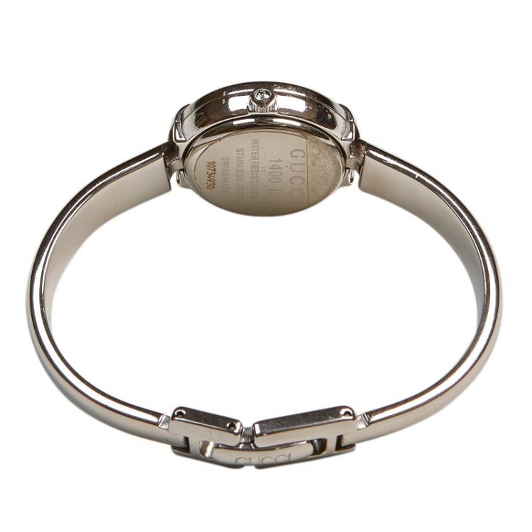 مملوكة مسبقًا Gucci Black Stainless Steel 1400L Women's Wristwatch 12MM