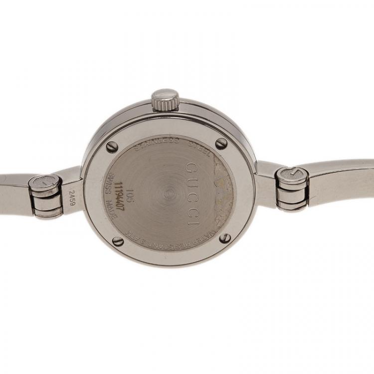 Pre Owned Gucci White Stainless Steel 105 Women's Wristwatch 25MM