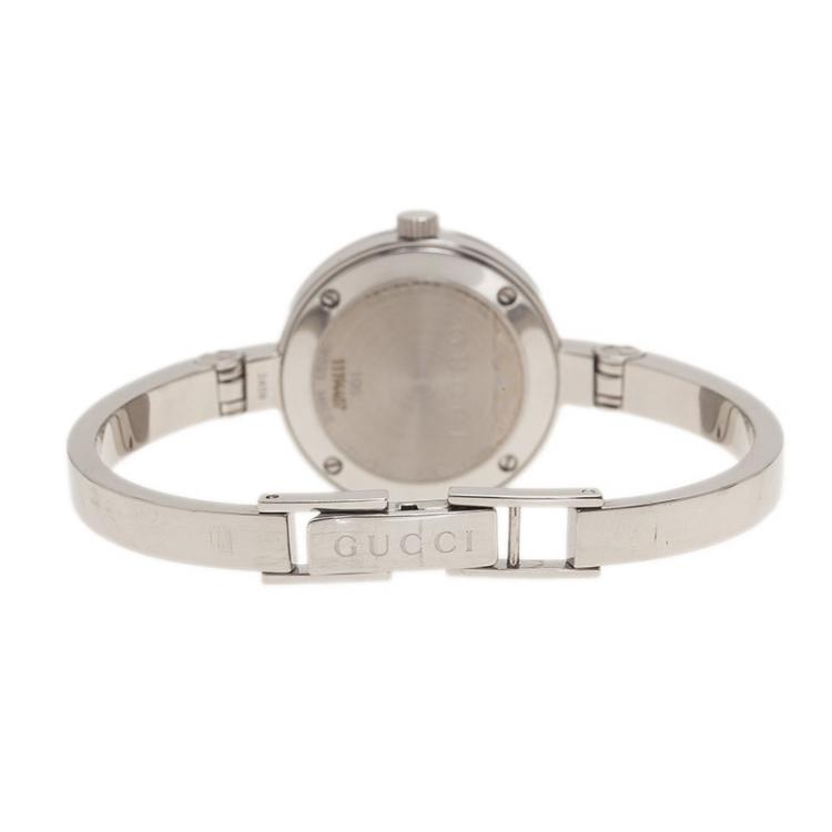 Pre Owned Gucci White Stainless Steel 105 Women's Wristwatch 25MM