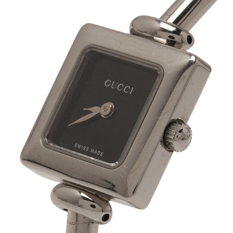 Pre Owned Gucci Black Stainless Steel YA1055 Women's Wristwatch 25MM