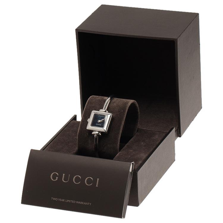 Pre Owned Gucci Black Stainless Steel YA1055 Women's Wristwatch 25MM