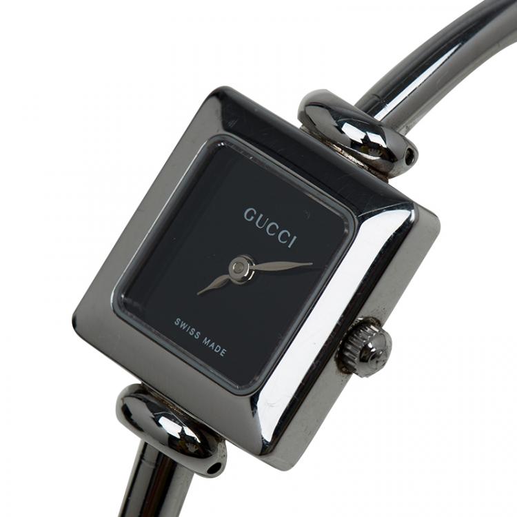 Pre Owned Gucci Black Stainless Steel YA1055 Women's Wristwatch 25MM