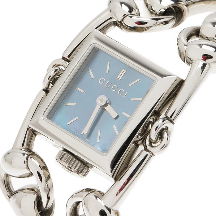 Pre Owned Gucci Blue Stainless Steel Signoria Women's Wristwatch 20MM