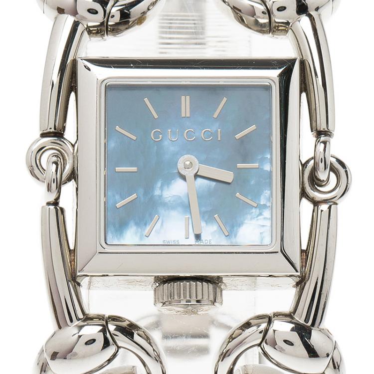 Pre Owned Gucci Blue Stainless Steel Signoria Women's Wristwatch 20MM