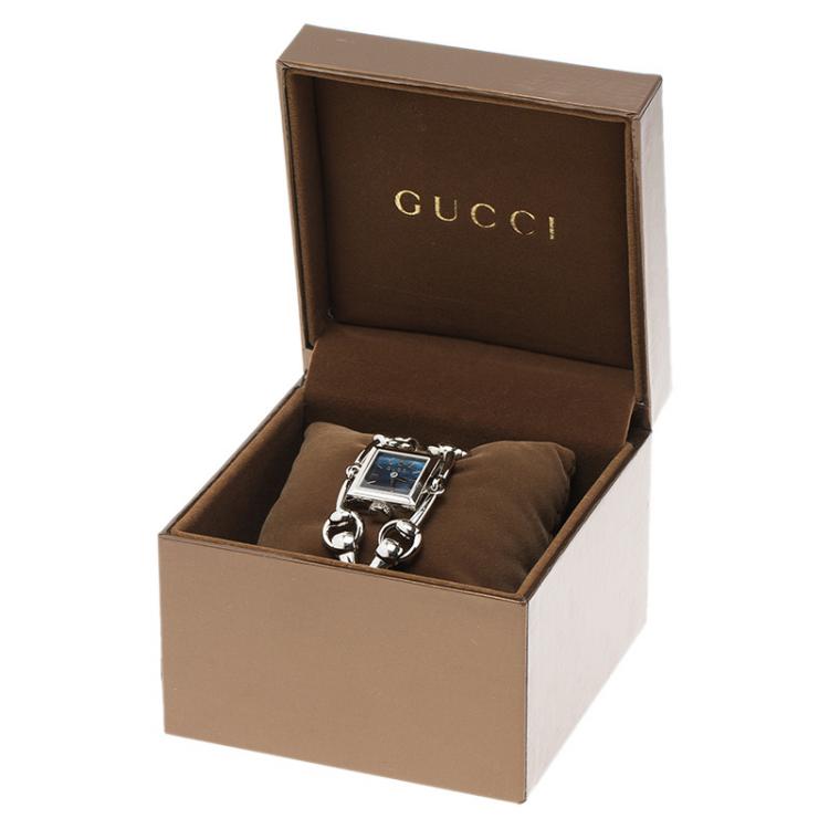 Pre Owned Gucci Blue Stainless Steel Signoria Women's Wristwatch 20MM
