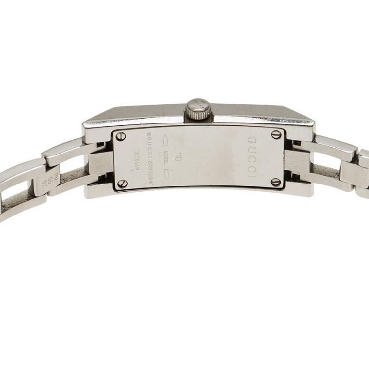 Pre Owned Gucci Black Stainless Steel Diamond G-Link Women's Wristwatch 14MM