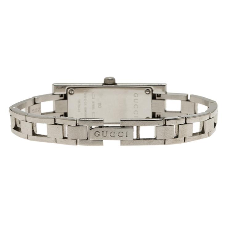 Pre Owned Gucci Black Stainless Steel Diamond G-Link Women's Wristwatch 14MM