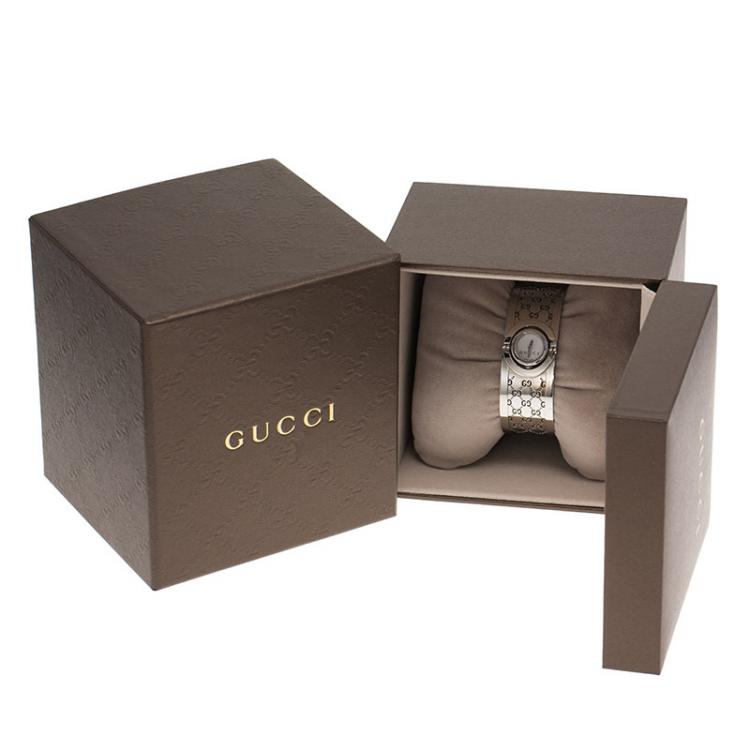 Pre Owned Gucci White Stainless Steel Twirl Women's Wristwatch 22MM