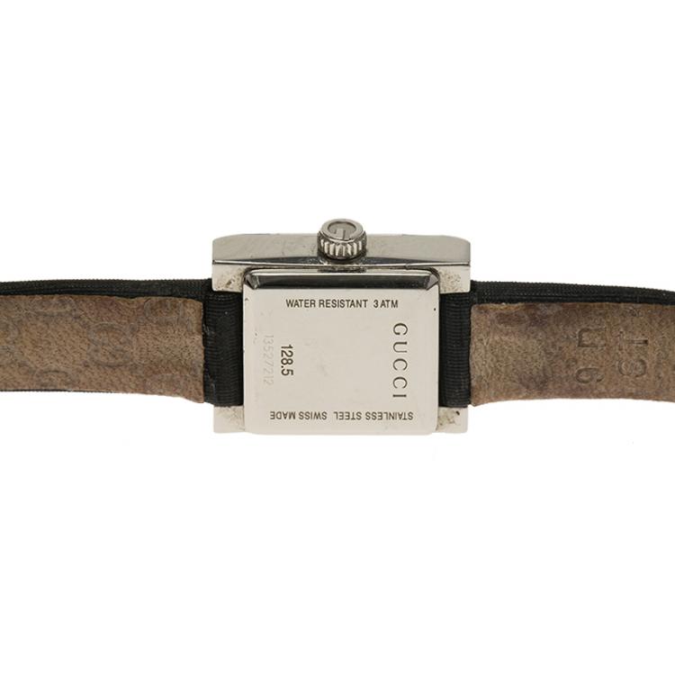 Pre Owned Gucci Black Stainless Steel G-Frame Women's Wristwatch 14MM