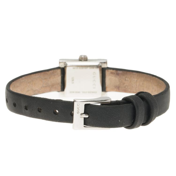 Pre Owned Gucci Black Stainless Steel G-Frame Women's Wristwatch 14MM