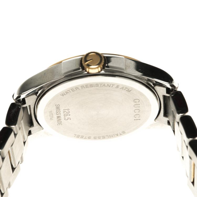 Pre Owned Gucci Silver Two Tone Stainless Steel G- Timeless YA126531 Women's Wristwatch 27mm