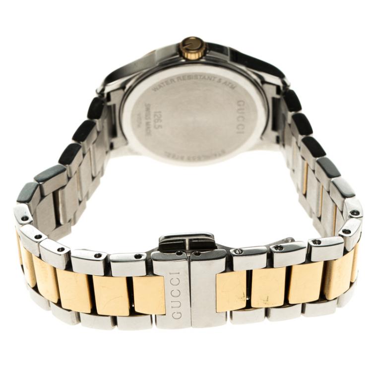 Pre Owned Gucci Silver Two Tone Stainless Steel G- Timeless YA126531 Women's Wristwatch 27mm