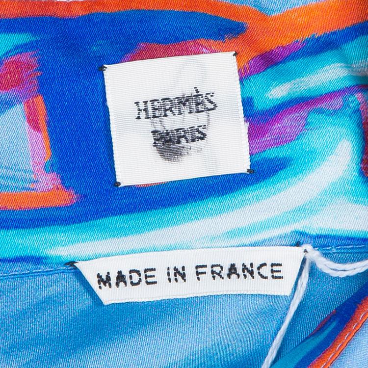 Pre Owned Hermès Blue Maille Dancre Shirt Dress M