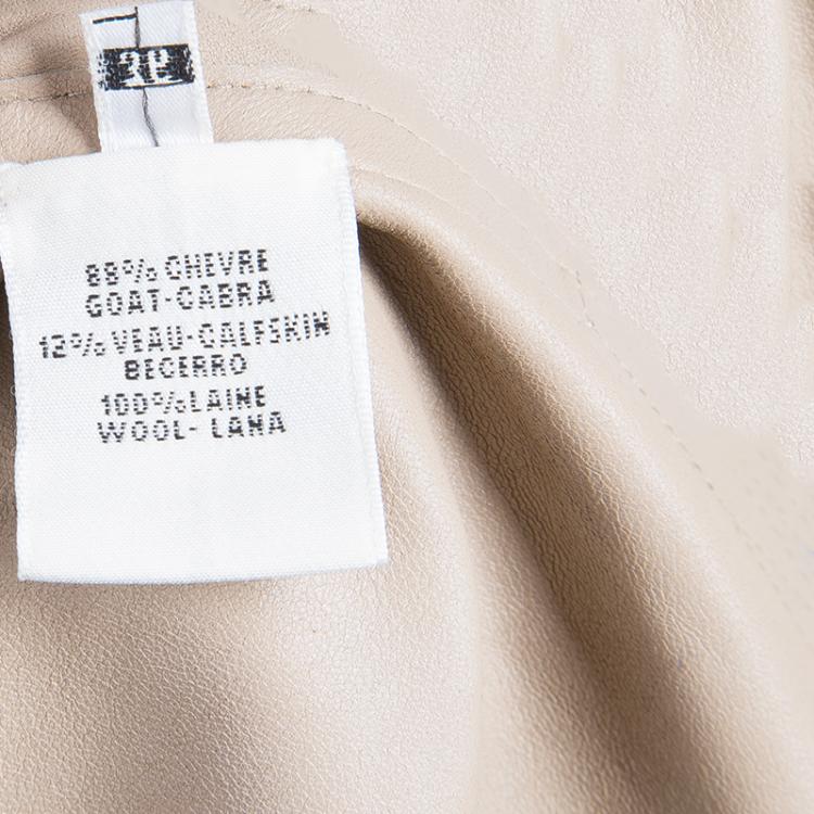 Pre Owned Hermes Beige Suede Leather Piping Detail Sleeveless Dress S