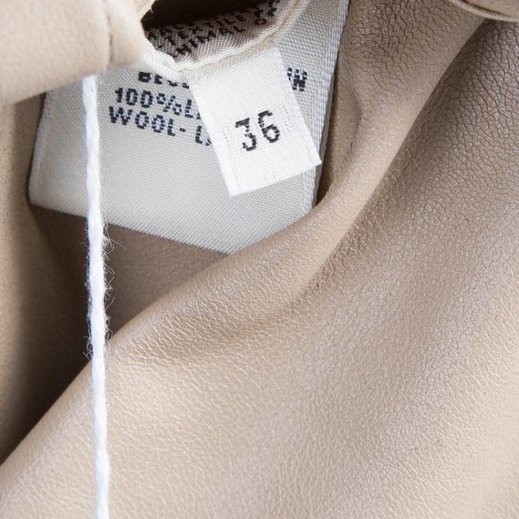 Pre Owned Hermes Beige Suede Leather Piping Detail Sleeveless Dress S