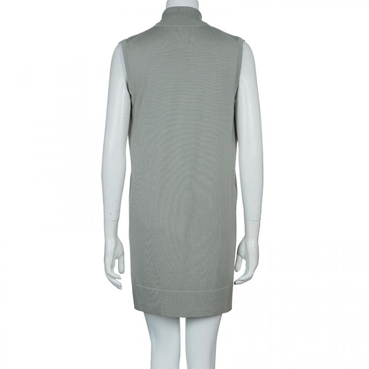 Pre Owned Hermes Grey Printed Cotton Sleeveless Cardigan Dress S