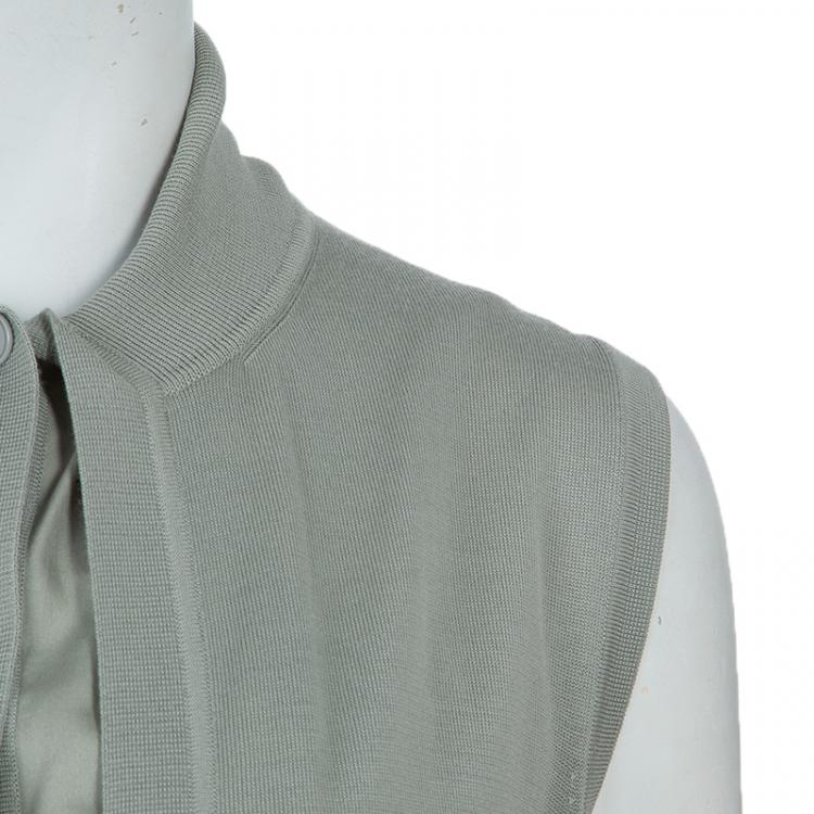 Pre Owned Hermes Grey Printed Cotton Sleeveless Cardigan Dress S