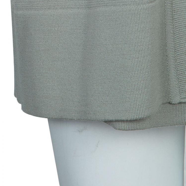 Pre Owned Hermes Grey Printed Cotton Sleeveless Cardigan Dress S