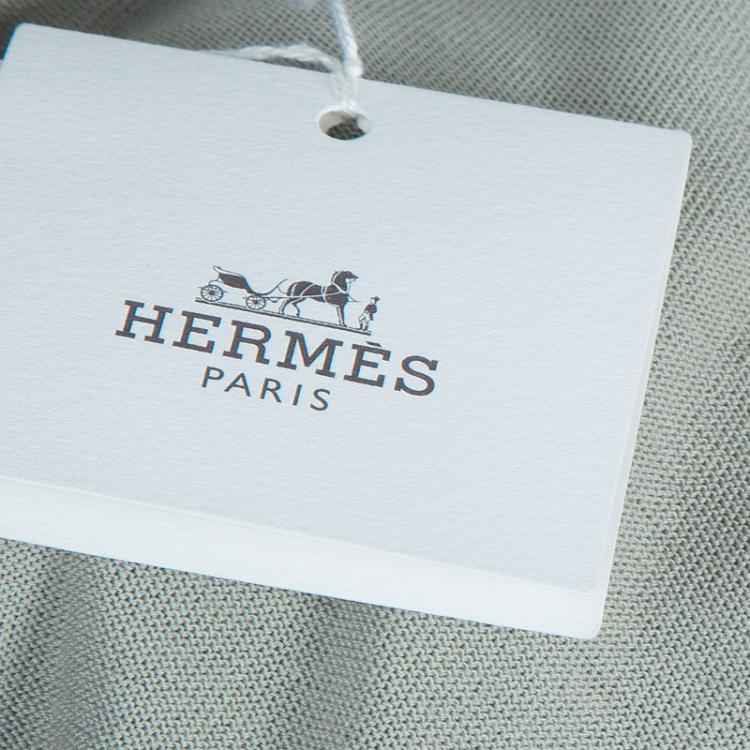 Pre Owned Hermes Grey Printed Cotton Sleeveless Cardigan Dress S