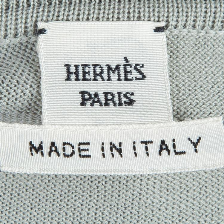 Pre Owned Hermes Grey Printed Cotton Sleeveless Cardigan Dress S