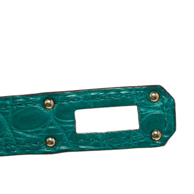 Pre Owned Hermes Blue Paon Alligator Long Kelly Wallet 