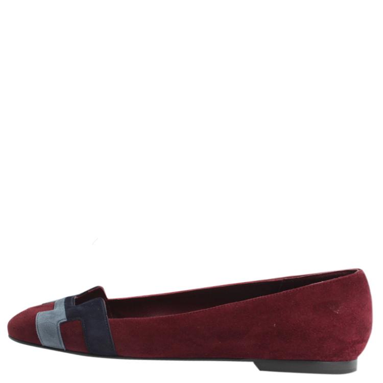 Pre Owned Hermes Tricolor Suede Nice Ballet Flats Size 36