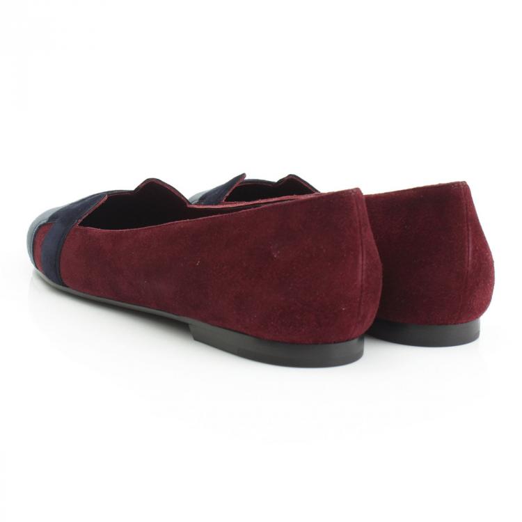 Pre Owned Hermes Tricolor Suede Nice Ballet Flats Size 36