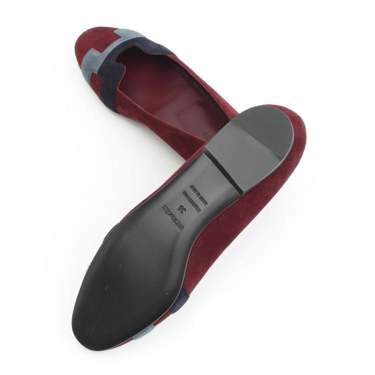 Pre Owned Hermes Tricolor Suede Nice Ballet Flats Size 36