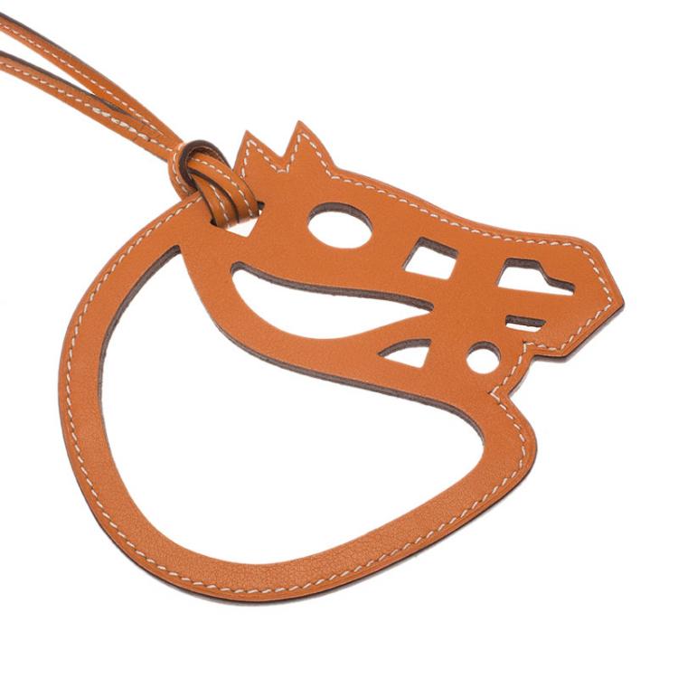 Paddock Horseshoe Leather Bag Charm DIY Kit | Handmade Luxury Pendant Orange