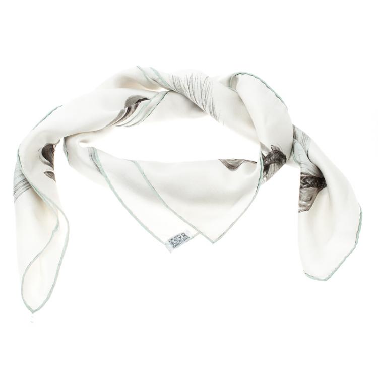 Hermes Scarf 100% Silk Paris France Large PLUMES White Multi-color #4848