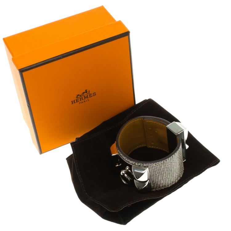 مملوكة مسبقًا Hermes Collier De Chien Brown Lizard Leather Bracelet PM