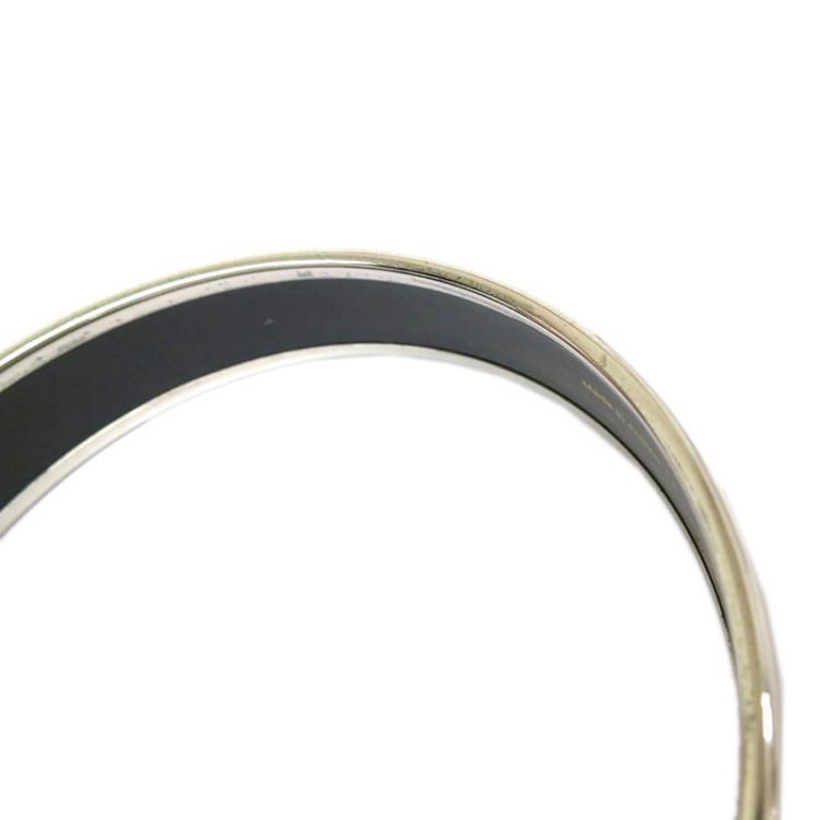 Pre Owned Hermes Caleche Wide Yellow Enamel Palladium Plated Bracelet 