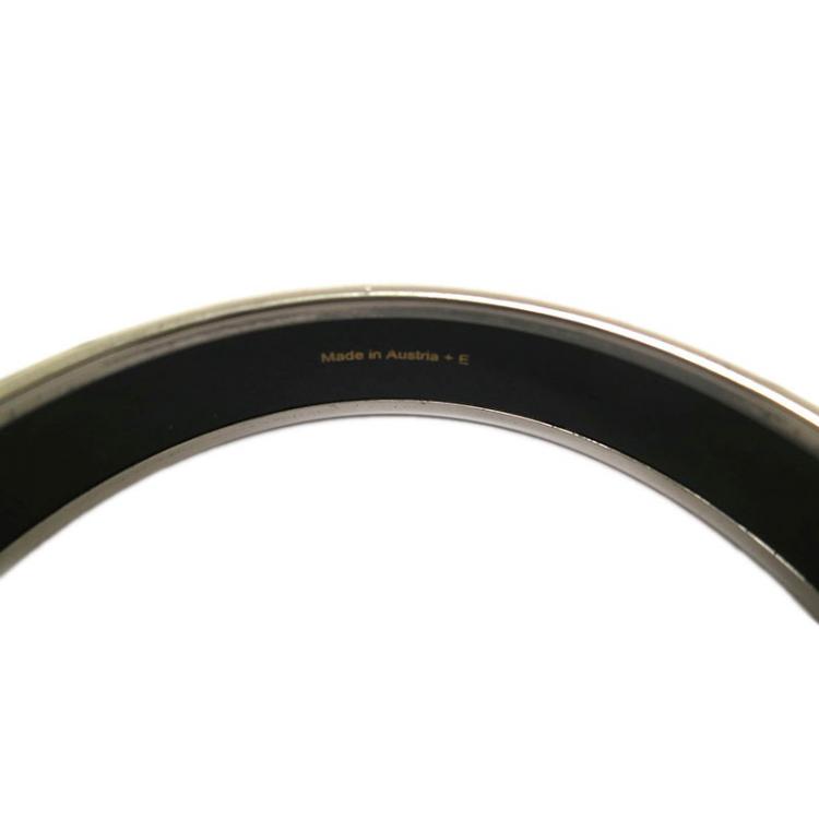 Pre Owned Hermes Caleche Wide Yellow Enamel Palladium Plated Bracelet 