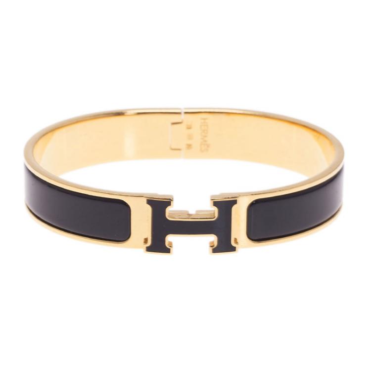 Hermès Black Enamel Wide Clic Clac Pm Bracelet - MyDesignerly