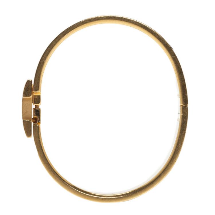 Pre Owned Hermes Clic Clac H Black Enamel Gold-Plated Bracelet PM