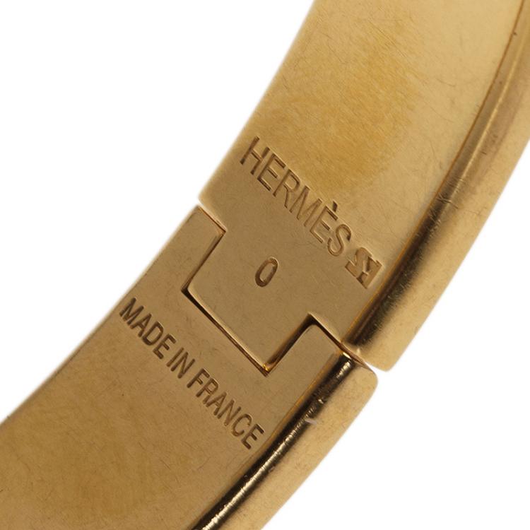 Pre Owned Hermes Clic Clac H Black Enamel Gold-Plated Bracelet PM