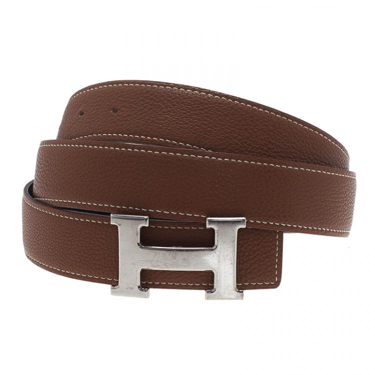 Hermes Brown/Black Leather Mini Contance Reversible Belt 100CM Hermes