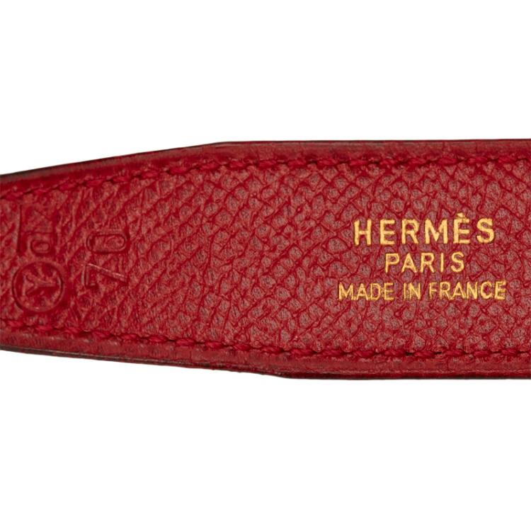 Pre Owned Hermes Red Leather Constance Belt 70 CM