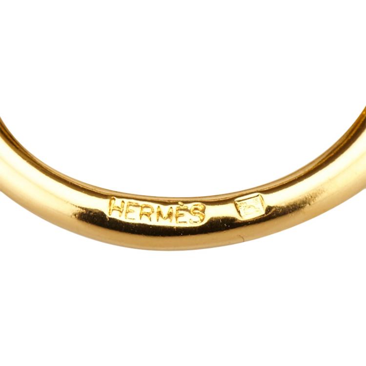 Pre Owned Hermes Gold Tone Jumbo Hook Scarf Ring