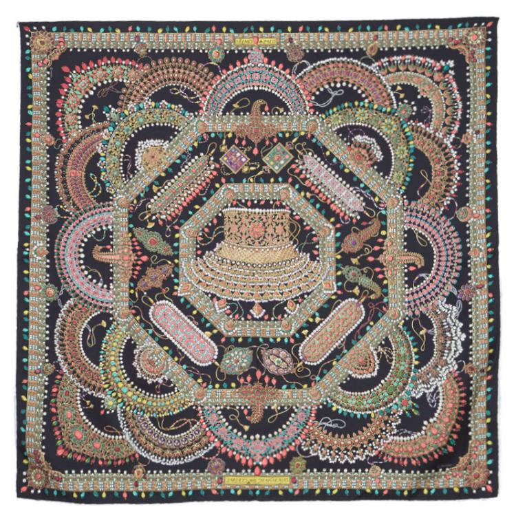 Pre Owned Hermes Multicolor Parures des Maharajas Silk Square Scarf