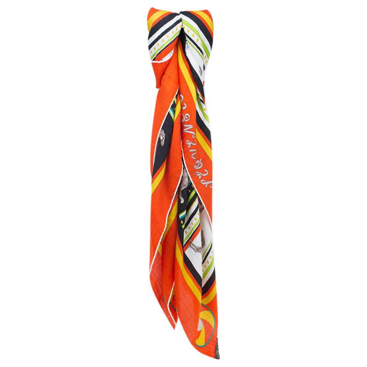 Pre Owned Hermes Multicolor Cashmere and Silk Blend Sequences Shawl 