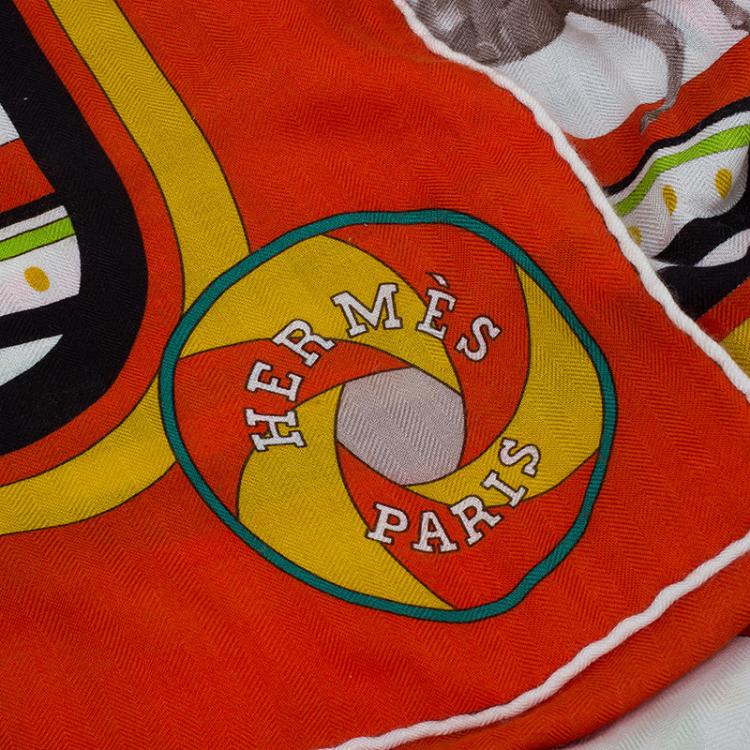 Pre Owned Hermes Multicolor Cashmere and Silk Blend Sequences Shawl 