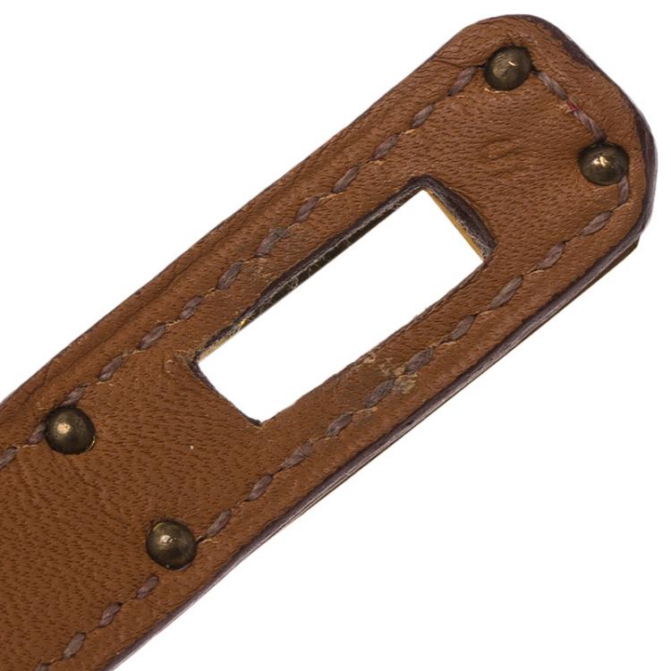 Pre Owned Hermès Red Kelly Double Tour Leather Gold Plated Bracelet