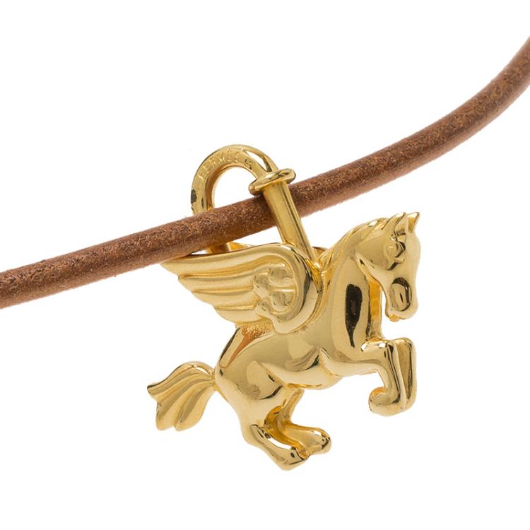 Pre Owned Hermès Pegasus Gold Plated Cadena Pendant Necklace