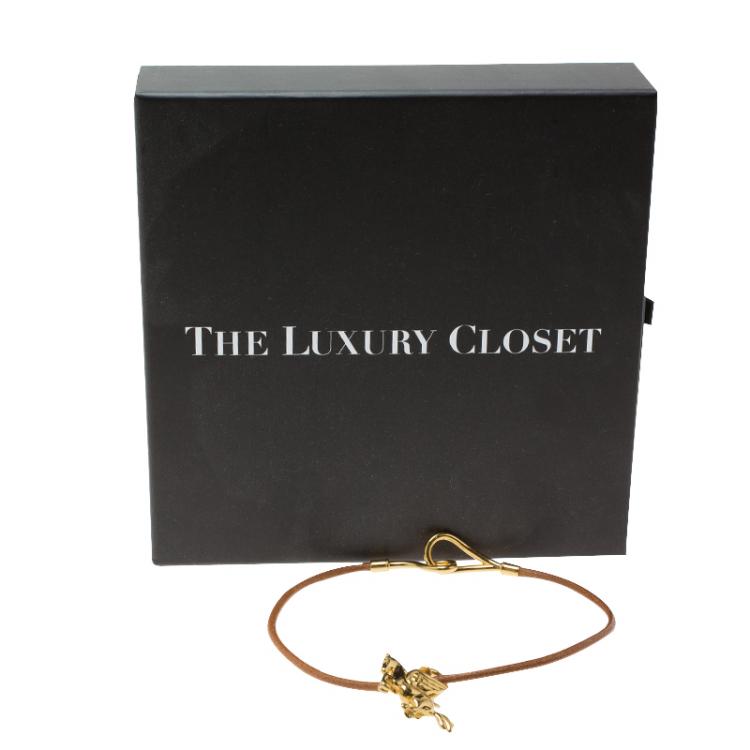 Pre Owned Hermès Pegasus Gold Plated Cadena Pendant Necklace