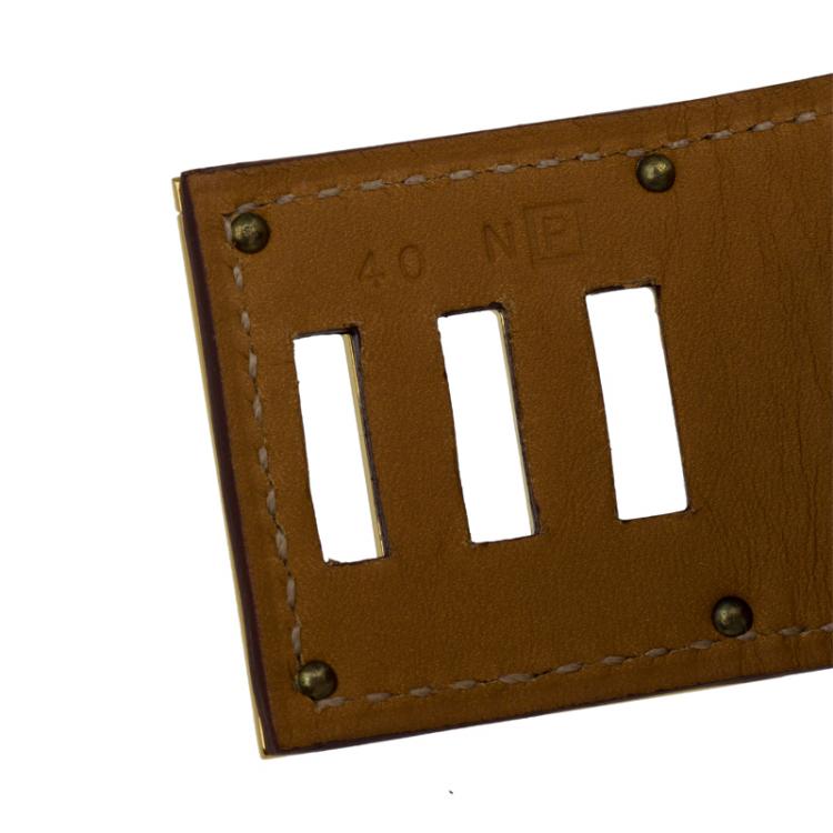 Pre Owned Hermes Extreme Brown Leather Gold Plated Bracelet