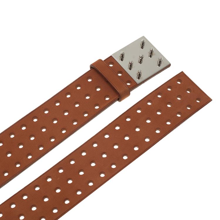 Pre Owned Hermes Brown Perforated Leather Figure Belt 90 CM