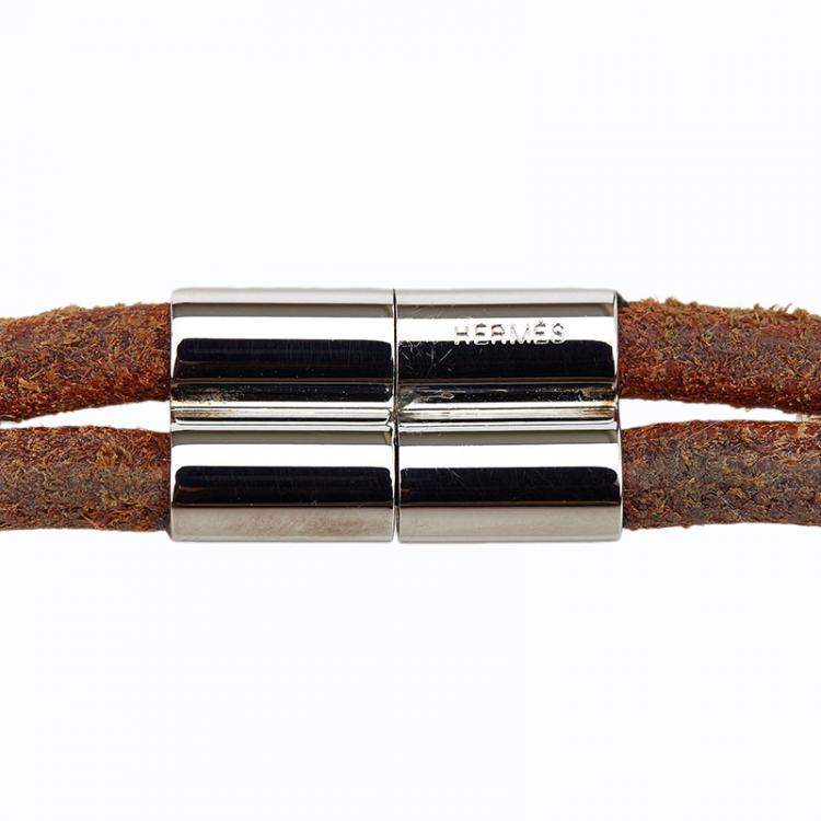 Pre Owned Hermes Brown Leather Choker Necklace