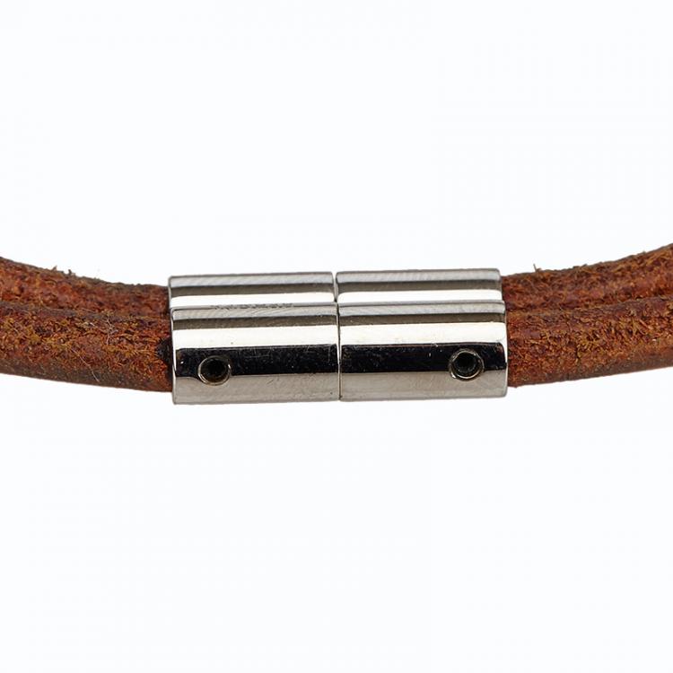 Pre Owned Hermes Brown Leather Choker Necklace