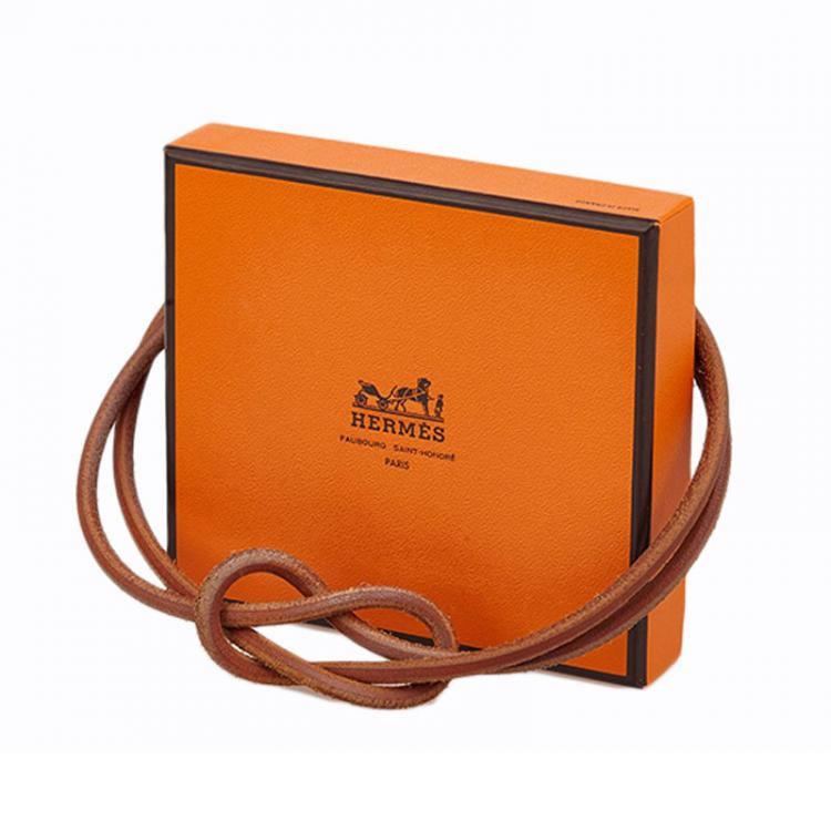 Pre Owned Hermes Brown Leather Choker Necklace